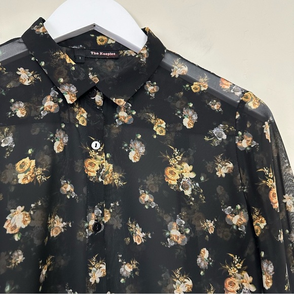 The Kooples Ditsy Floral Button Down Blouse Sheer - Picture 2 of 10